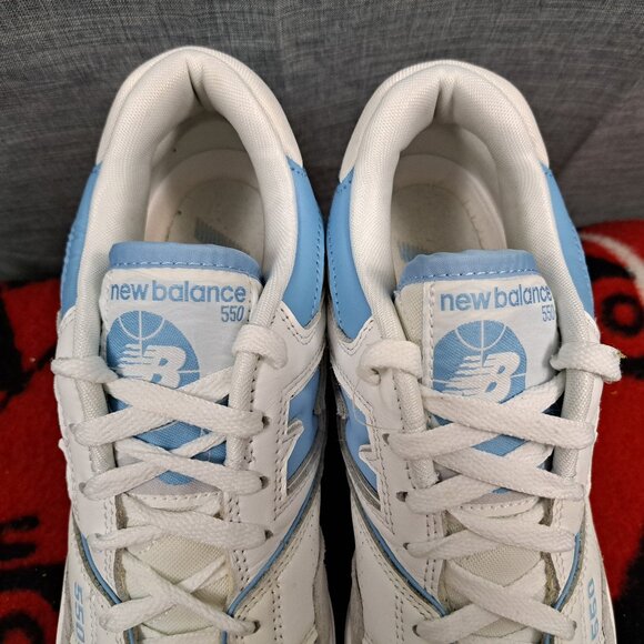 New Balance 550 White and Blue Athletic Shoes - Picture 11 of 13
